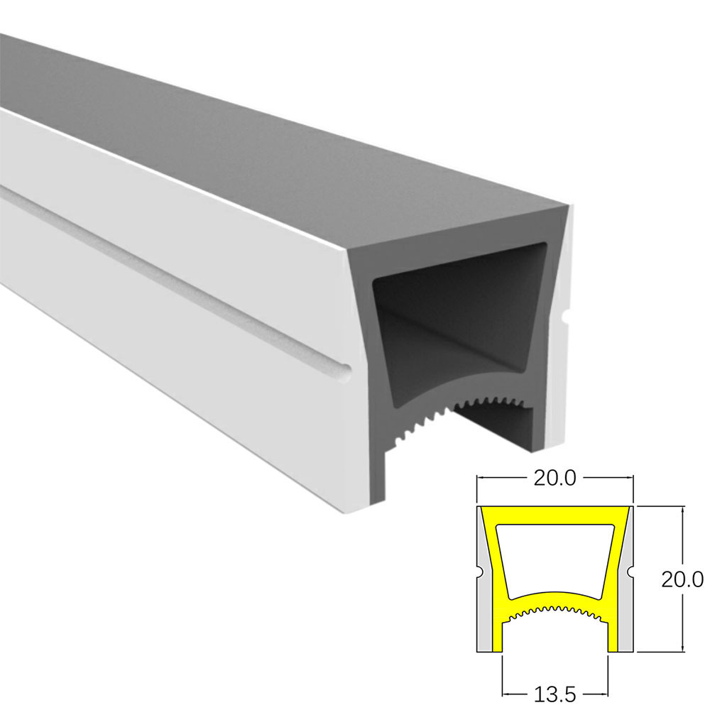 Soft Silicone LED Diffuser For Aluminum Channel Installation 120° Top Emitting 20*20mm